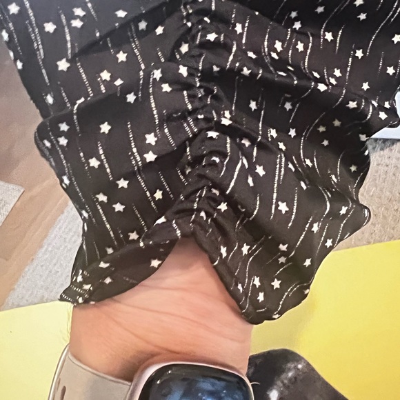 Joie Black Silk with Silver Stars. Size Large. - Picture 2 of 7